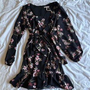 BCBGeneration Pink and Green Bishop Sleeve Mini Dress